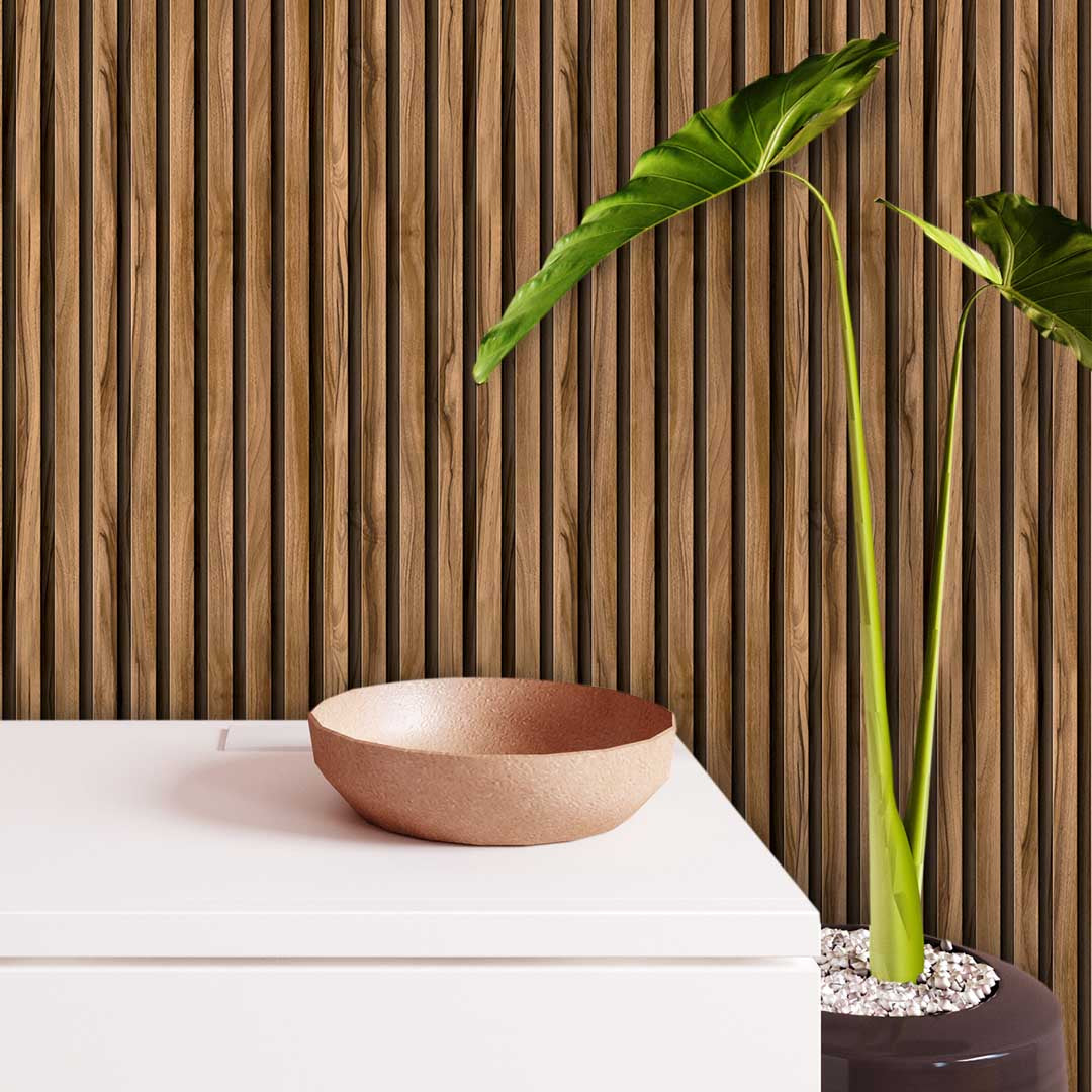 Listones en Madera Macadamia - Rollo 250 cm alto x 60 cm ancho | Cubre 1.5 mt2