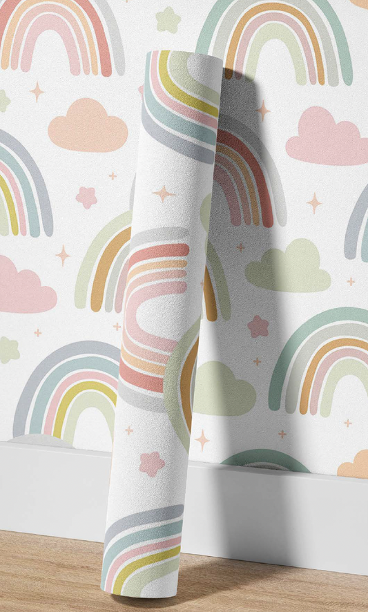 Papel tapiz Infantil Arco íris - Rollo 250 cm alto x 60 cm ancho | Cubre 1.5 mt2