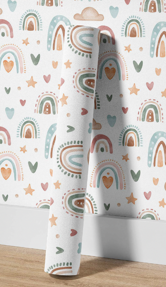 Papel tapiz Infantil Arcoíris - Rollo 250 cm alto x 60 cm ancho | Cubre 1.5 mt2