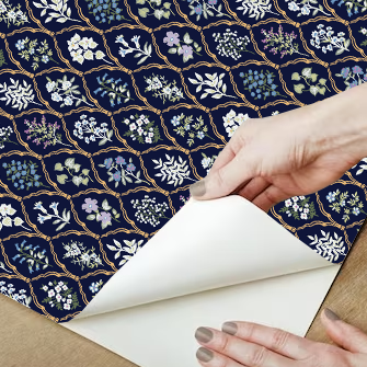 Papel Tapiz Flores Azul |  Rollo 235 cm alto x 60 cm ancho  |  1 unidad |  Cubre 1,4 mt2