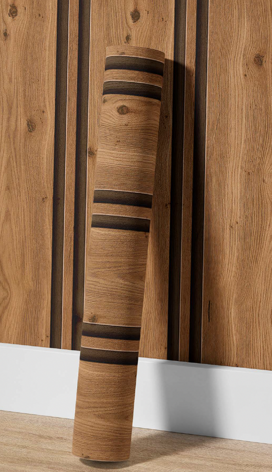 Listones en Madera Cabaña - Rollo 250 cm alto x 60 cm ancho | Cubre 1.5 mt2