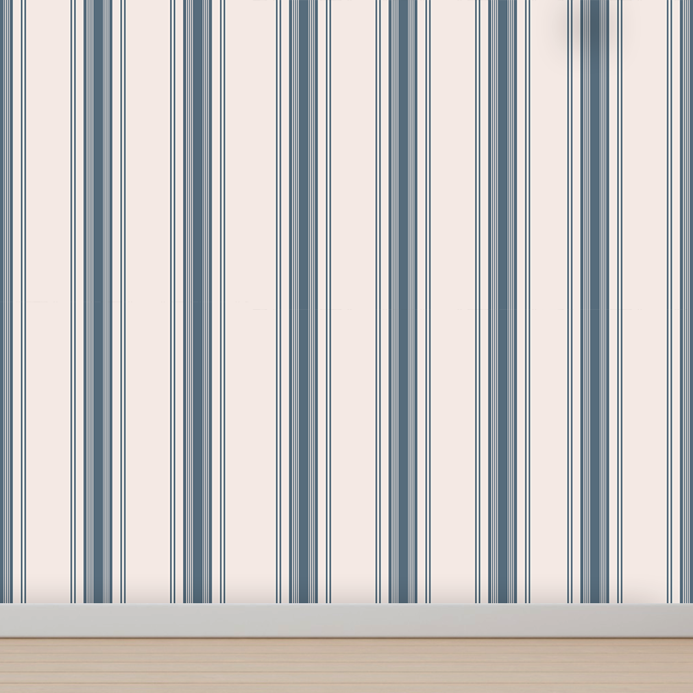 Papel Tapiz Lineas Polo |  Azul  |  Rollo 240 cm alto x 60 cm ancho  |  1 unidad |  Cubre 1,4 mt2
