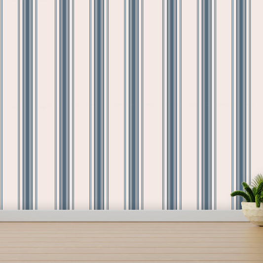 Papel Tapiz Lineas Polo |  Azul  |  240 cm alto x 60 cm ancho  |  1 unidad |  Cubre 1,4 mt2