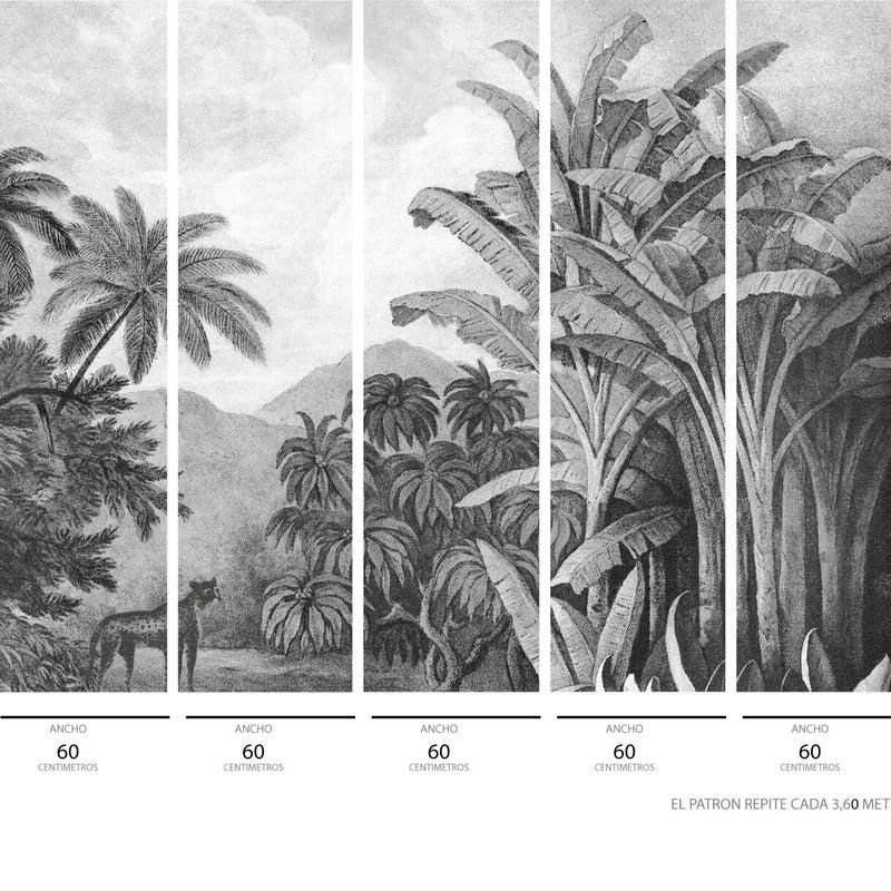 Papel Tapiz Mural Tropico Grises
