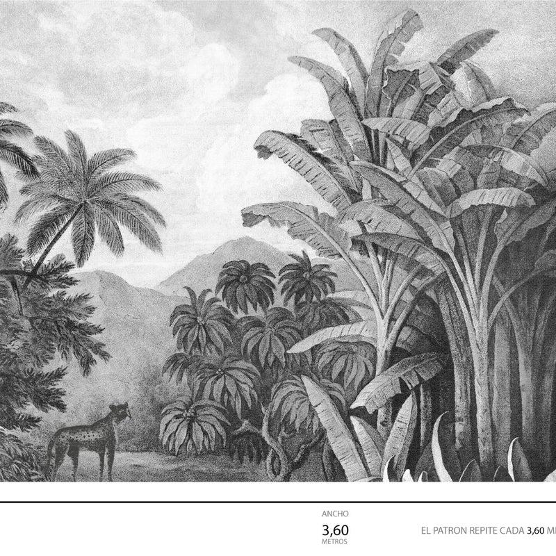Papel Tapiz Mural Tropico Grises