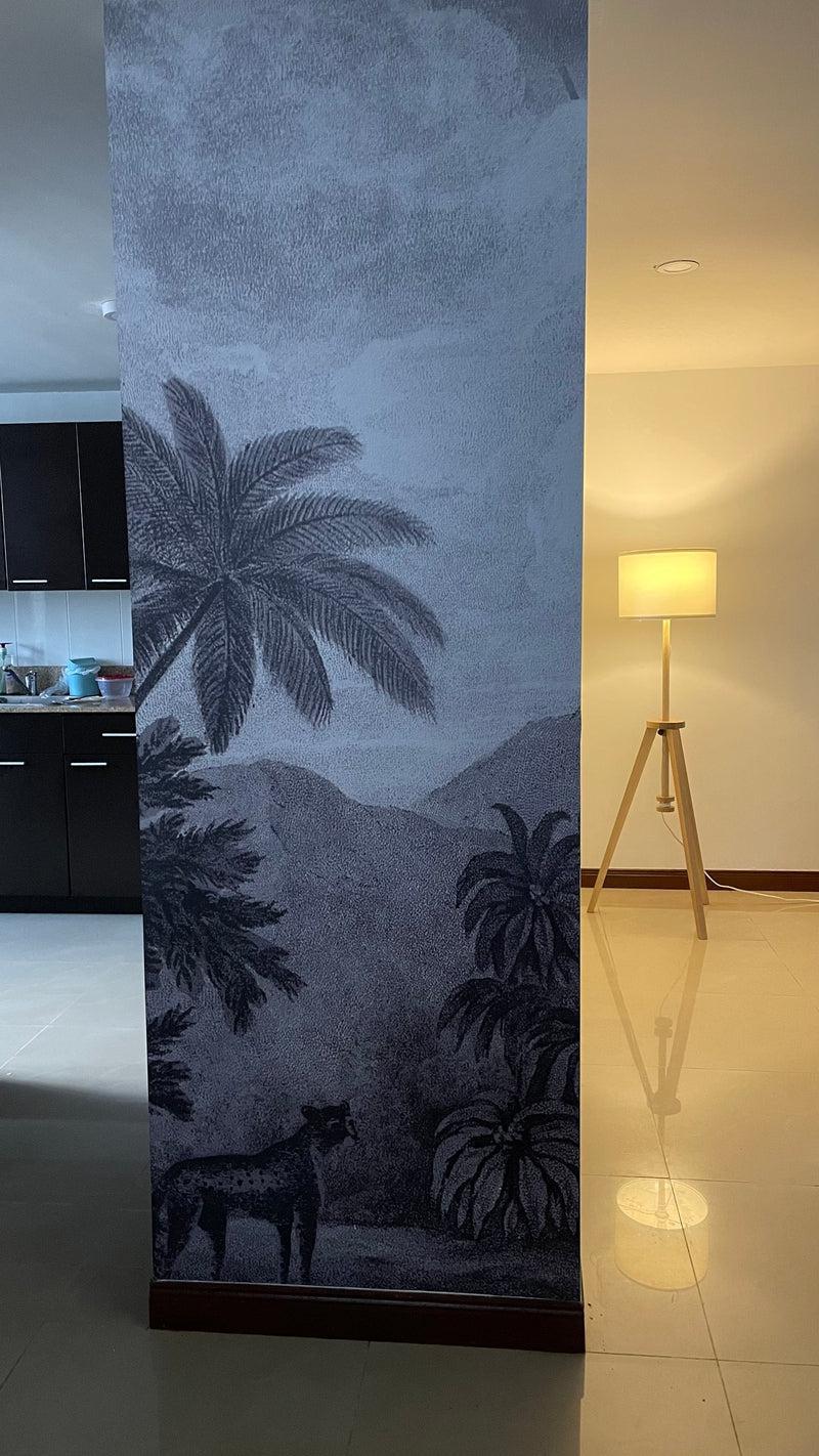 Papel Tapiz Mural Tropico Grises
