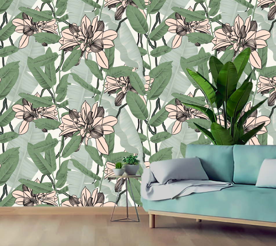 Orquidea Banana Papel Tapiz - Rollo 60 cm x 240 cm - Cubre 1,4 mt2