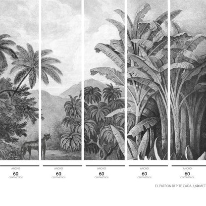 Papel Tapiz Mural Tropico Grises