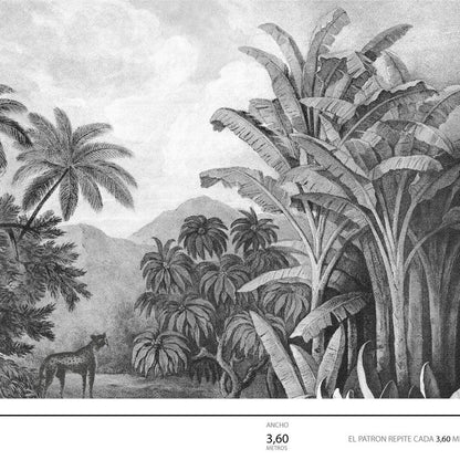 Papel Tapiz Mural Tropico Grises