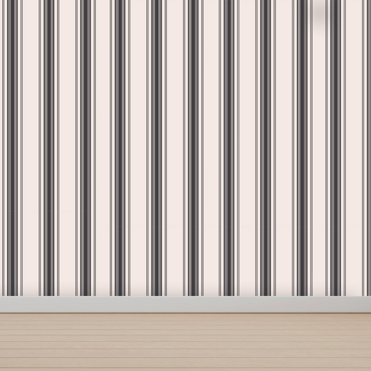 Papel Tapiz Lineas Polo |  Negro  |  Rollo 240 cm alto x 60 cm ancho  |  1 unidad |  Cubre 1,4 mt2