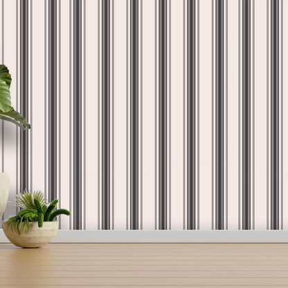 Papel Tapiz Lineas Polo |  Negro  |  Rollo 240 cm alto x 60 cm ancho  |  1 unidad |  Cubre 1,4 mt2