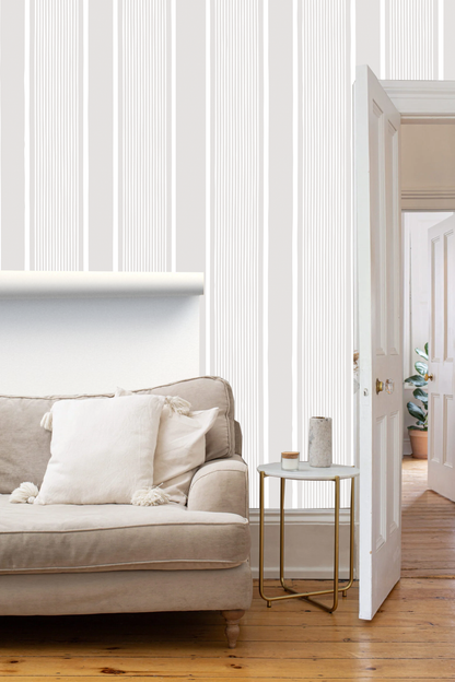 Papel Tapiz Lineas Lino  | Rollo  240 cm alto x 60 cm ancho  |  1 unidad |  Cubre 1,4 mt2
