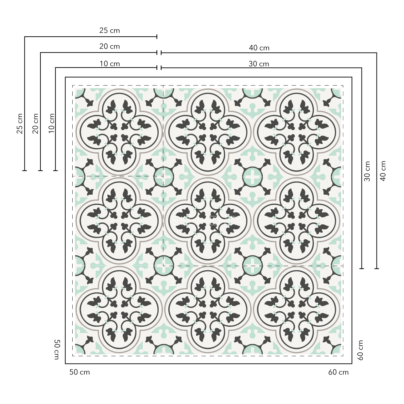 Ivy 20x20 cm - 20 units for floors / covers 0.8 m2